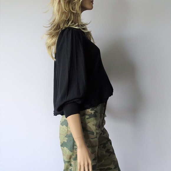 Free People Billie Double Hem Bubble Sleeve Top - Picture 2 of 3